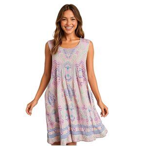 Ellen Tracy Women's Open Back Lightweight Multicolor Sleeveless Midi Dress XL